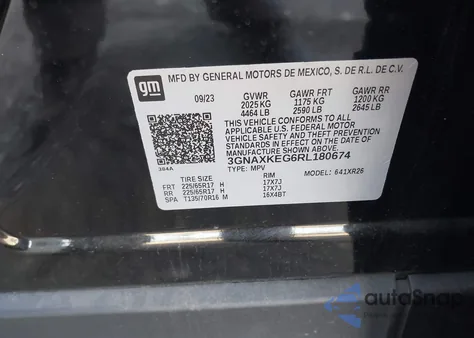 2024 Chevrolet Equinox Fwd Lt z USA, uszkodzony, nr VIN 3GNAXKEG6RL180674